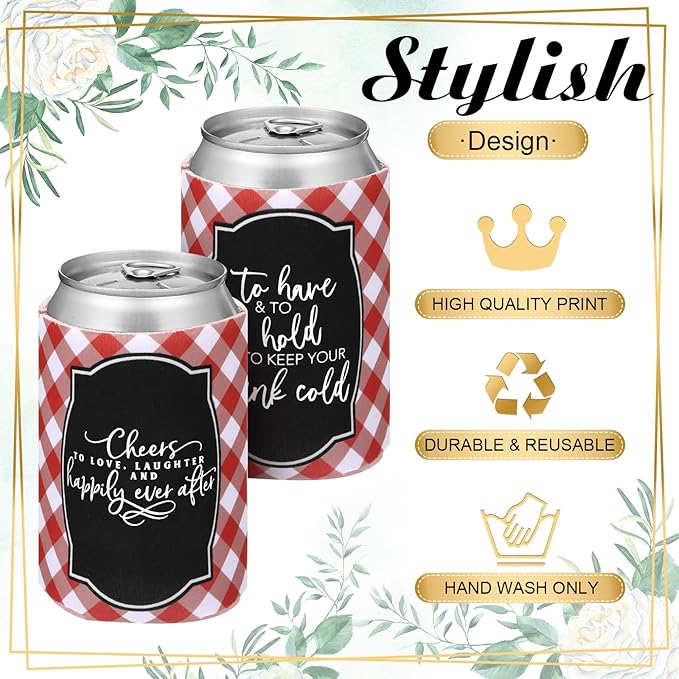 50 Pieces I Do BBQ Party Decorations Wedding Can Cooler Sleeves Bulk BBQ Party - Image 7