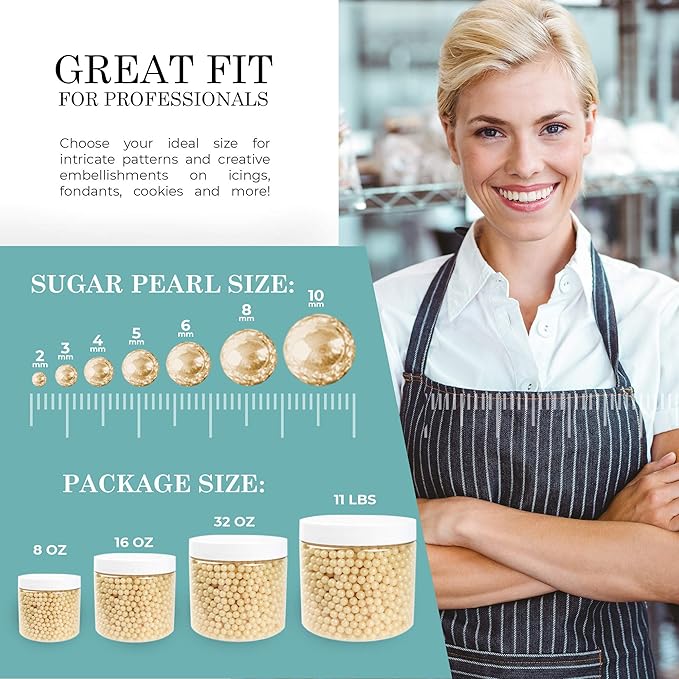 O'Creme Ivory Edible Sugar Pearls Cake Decorating Supplies - Image 6