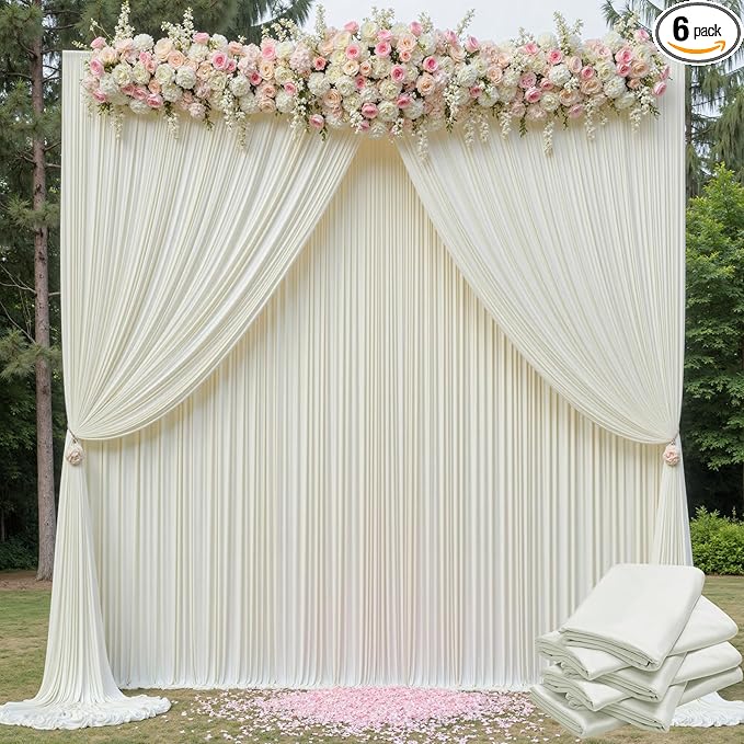 30ft x 15ft Ivory Wrinkle Free Backdrop Curtains by ENJOYYOURPARTY