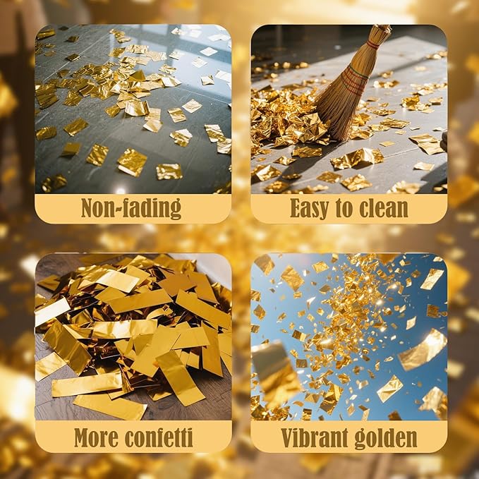 5-Pack Gold Confetti Poppers, 12-Inch Recyclable Confetti Cannons - Image 4
