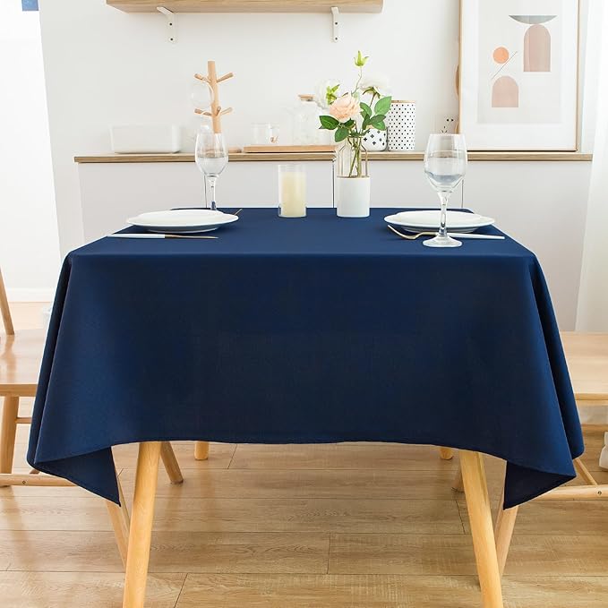 2 Pack Square Table Cloth 48X48 Inch Navy Washable Fabric Tablecloth Polyester - Image 8