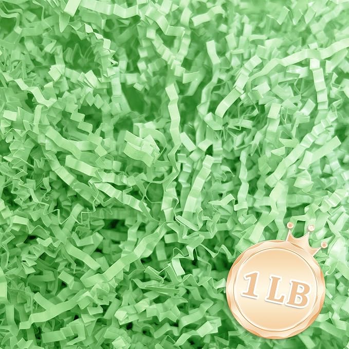 Zankubom 1 LB Light Green Crinkle Cut Paper Shred Filler Great by Zankubom