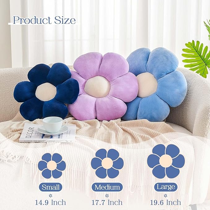 Lavender Flower Pillow, 14.9" Cute Flower Shaped Floor Pillow, Aesthetic Floral - Image 2
