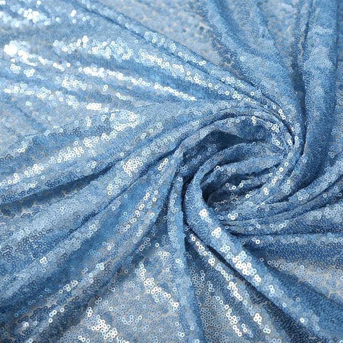 Poise3EHome 2Pcs 3Ft x 8Ft Baby Blue Sequin Backdrop Curtain, Glitter - Image 9