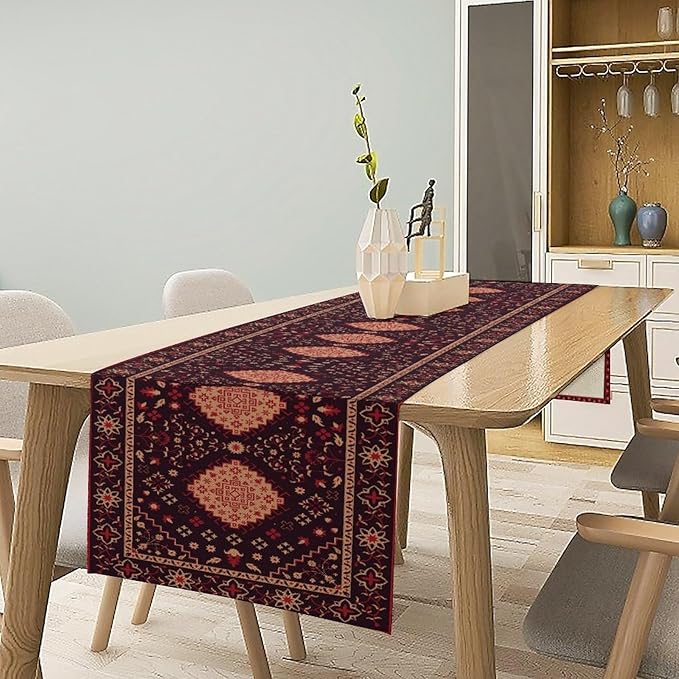 Vintage Boho Aztec Table Runner, Rustic Farmhouse Magical Kitchen Dining Home - Image 2