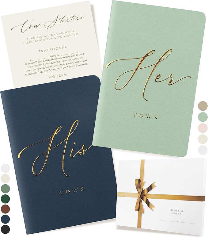 ARTESORI Wedding Vow Book for Her & Him, Soft Touch, 28 Lined Pages, Wedding by Artesori