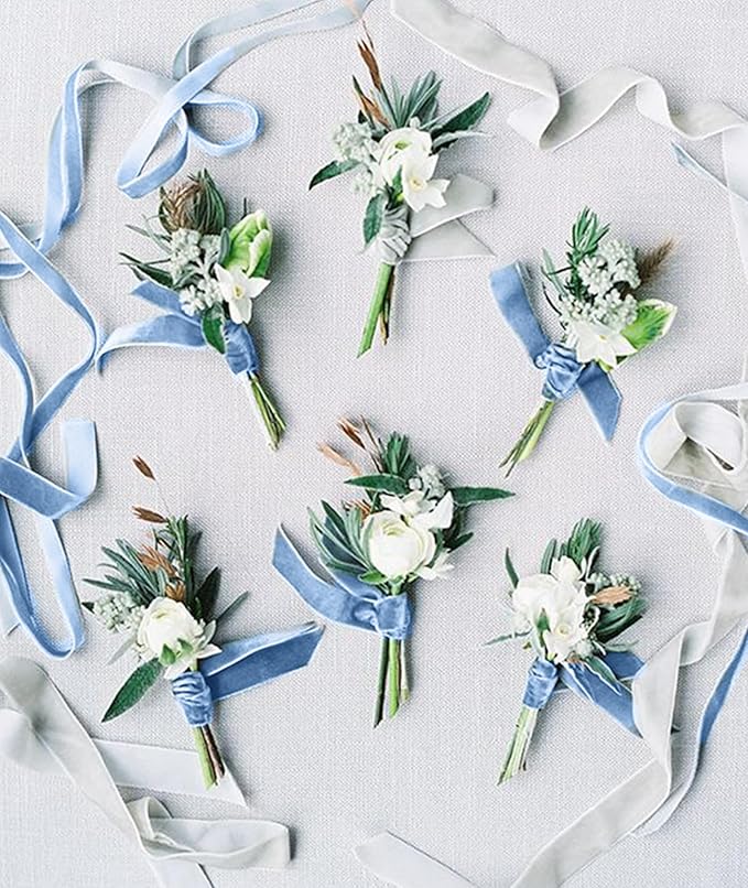 Light Blue Christmas Velvet Ribbon - Image 5
