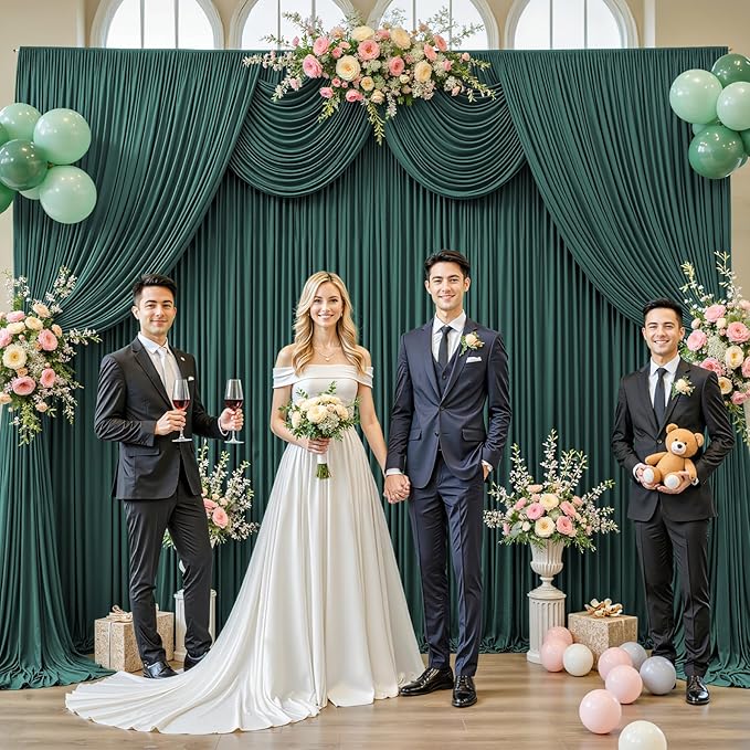 20ft x 12ft Emerald Green Backdrop Curtains Wrinkle Free Backdrop Curtain - Image 4