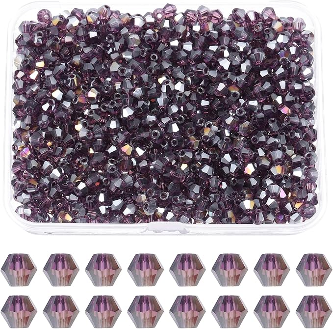 PATIKIL 1000pcs 3mm Bicone Glass Crystal Beads, Faceted Glass Spacer Beads by PATIKIL