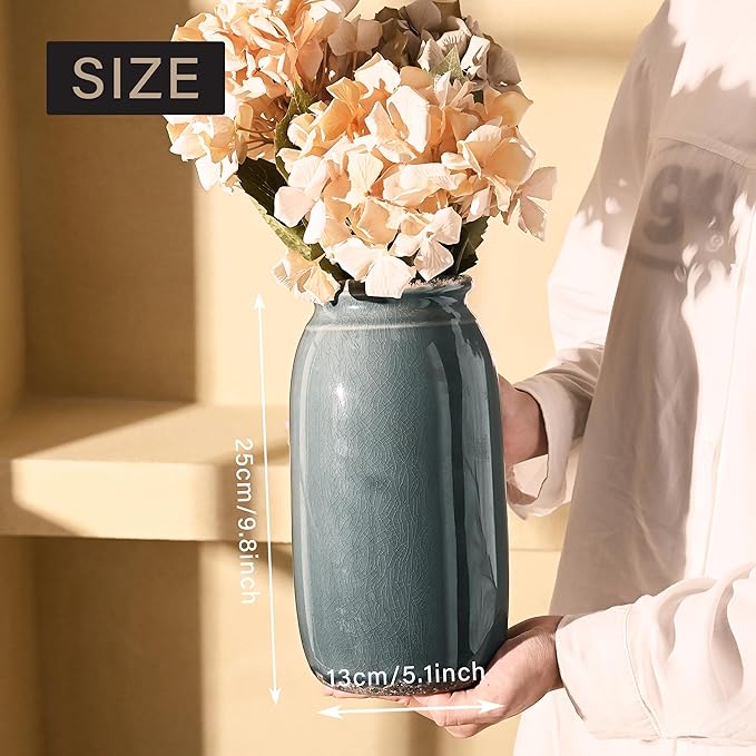VICTOR & TERESA Rustic Large Blue and Grey Vase - Image 4