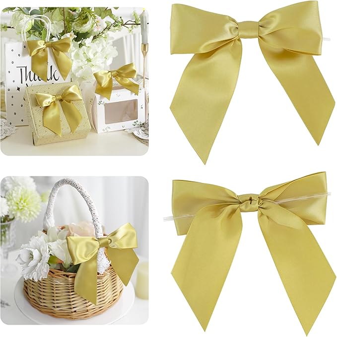 AIMUDI Gold Satin Bows 5.5" Bows by AIMUDI