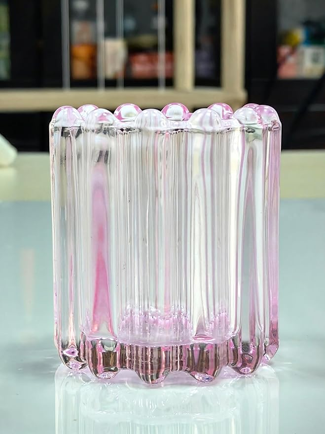 GOLDEAL 24Pcs Pink Glass Votive Candle Holders Tealight Holders Decorative - Image 3
