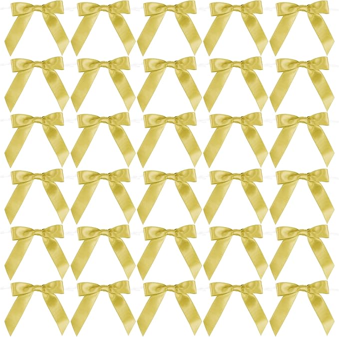 AIMUDI Small Gold Bows for Christmas Tree 2.5" Pretied Gold Bows for Gift by AIMUDI