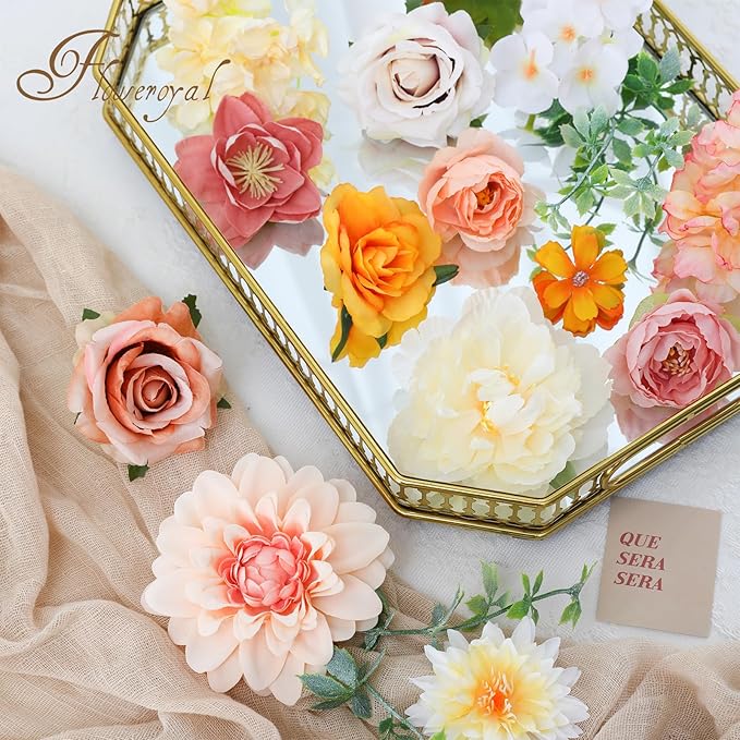 Floweroyal Artificial Flowers Combo Champagne Flowers Mix Silk Flowers Dahlia - Image 7