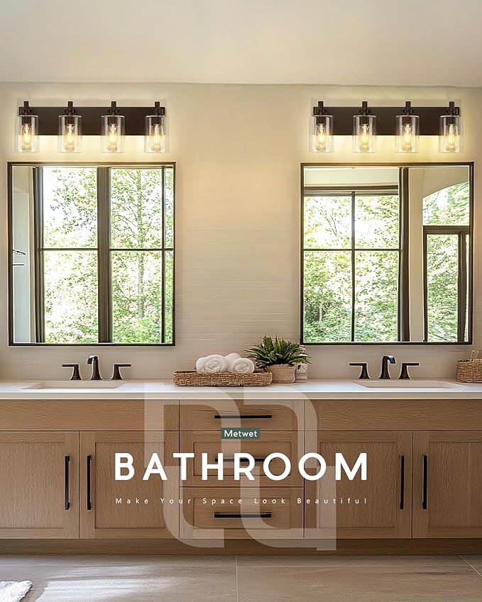 4-Light Bathroom Light Fixtures, 24.5 Inch Oil Rubbed Bronze Vanity Lights - Image 4