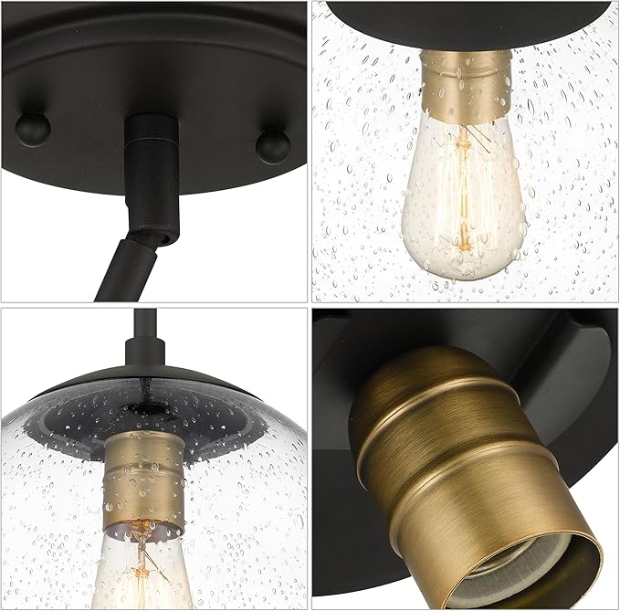 Globe Pendant Lighting, 9.5 inch Seeded Globe Glass Shade - Image 6
