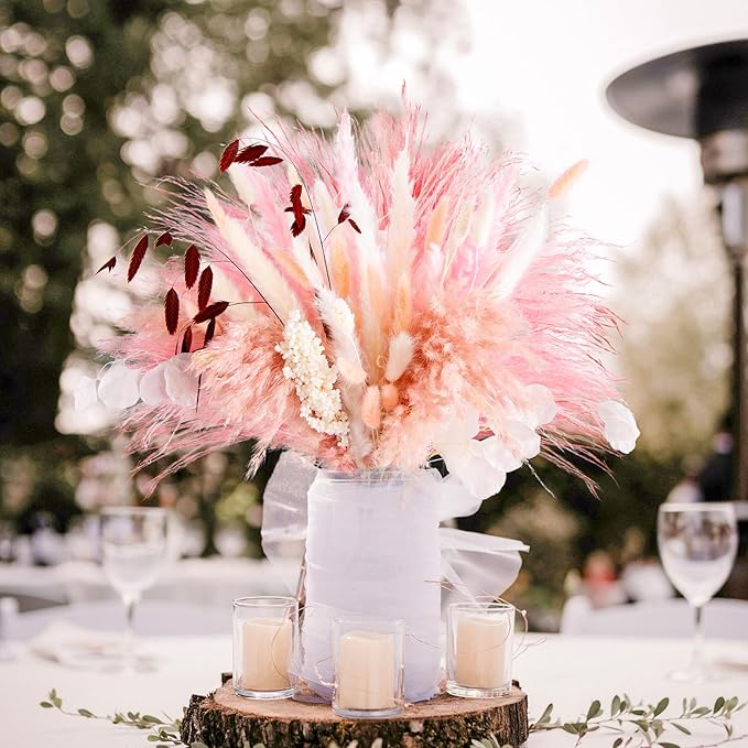 N&T NETING 85Pcs Pink Pampas Grass Decor, Natural Dried Floral Pampas Grass - Image 2