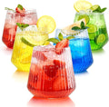 36 Pcs 12 oz Plastic Ribbed Wine Glasses, Reusable Champagne Glasses Elegant by BESTSTAR
