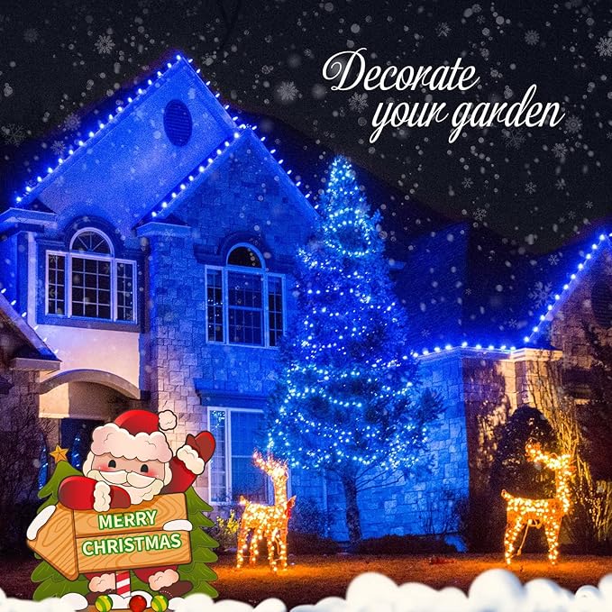 JMEXSUSS 163 FT 500 LED Blue Christmas Lights Outdoor, Waterproof Blue String - Image 8