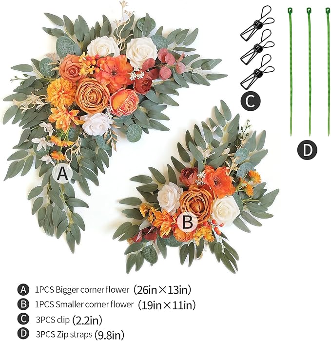 Faux Flower Swag Set of 2 for Wedding Welcome Signs Floral Swag Wedding - Image 2