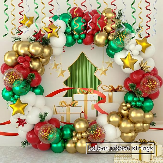BEISHIDA 4 Pack Christmas Curling Ribbons Red Green Gold Silver Balloon String - Image 6