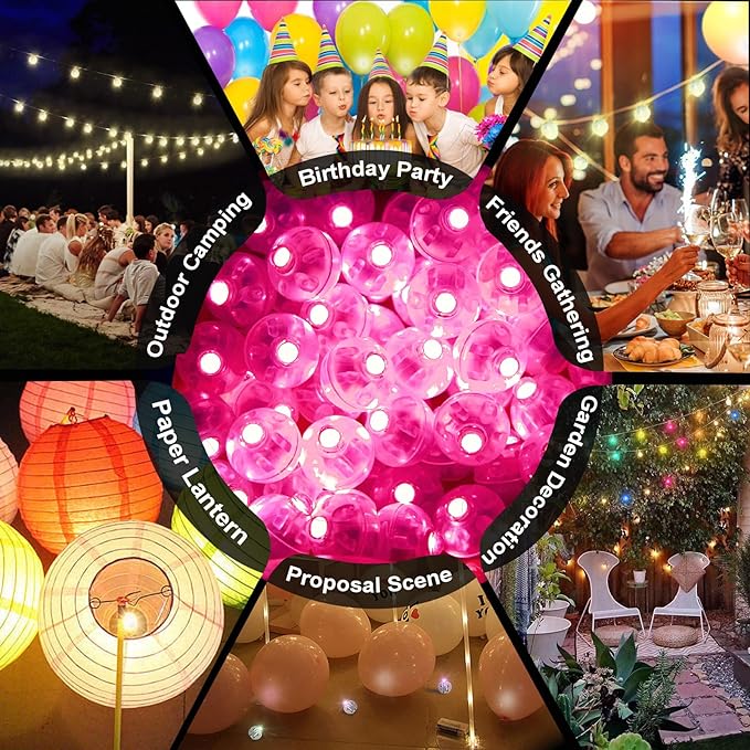 Aogist 200pcs Pink LED Balloon Light, Mini Tiny Light Round Led Ball Lamp - Image 5