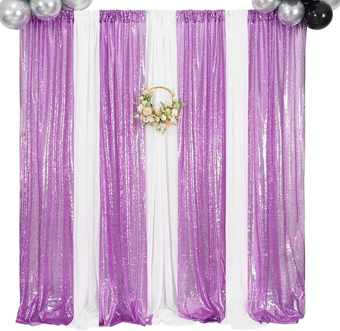 4Pcs 2Ft x 8Ft Sequin Backdrop Curtain, Glitter Photography Background - Image 2