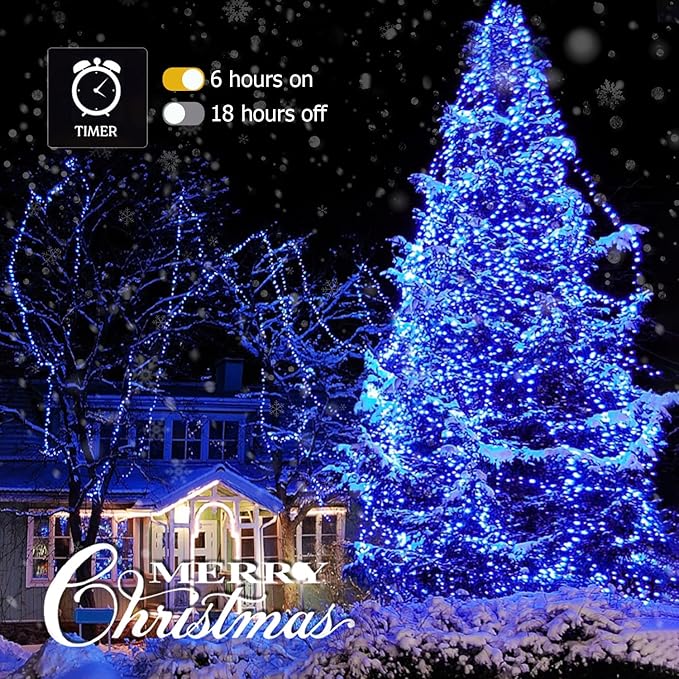 JMEXSUSS 163 FT 500 LED Blue Christmas Lights Outdoor, Waterproof Blue String - Image 9