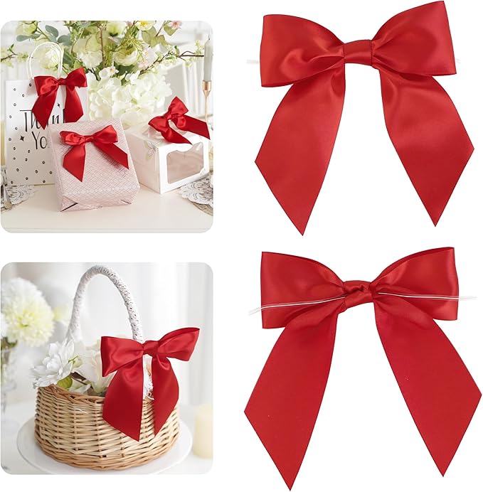 AIMUDI Red Satin Bows 5.5" Bows by AIMUDI