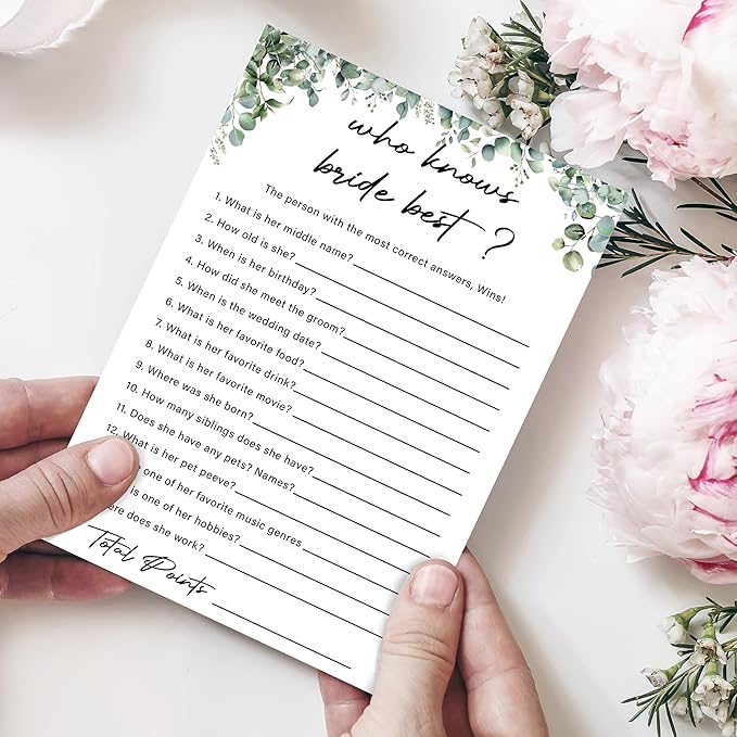 Eucalyptus Bridal Shower Game Cards - Image 3