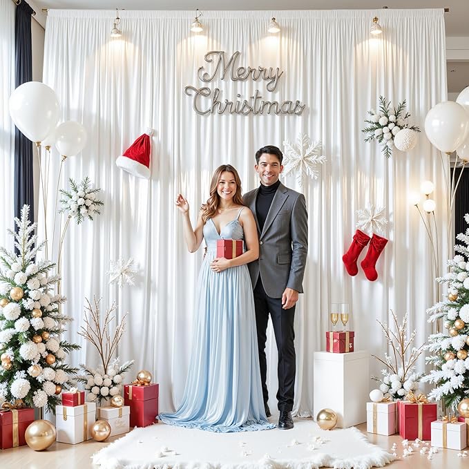 10x10 ft White Glitter Backdrop Curtain - Image 7