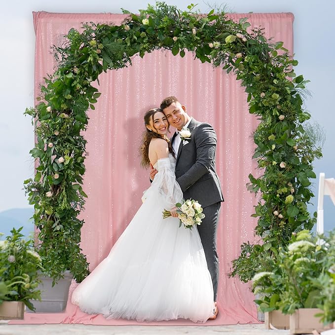 PartyDelight Sequin Backdrop Pink 6FTx7FT Wedding Curtain Special Events Party - Image 6