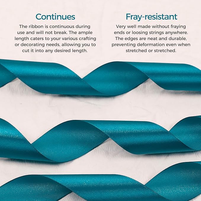 Turquoise Satin Ribbon 1 inch X Continuous 100 Yards, Single Face Polyester - Image 4