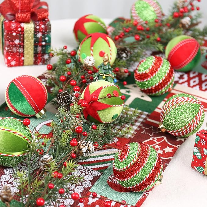 SY Super Bang Red Green Christmas Ball Ornaments, - Image 4