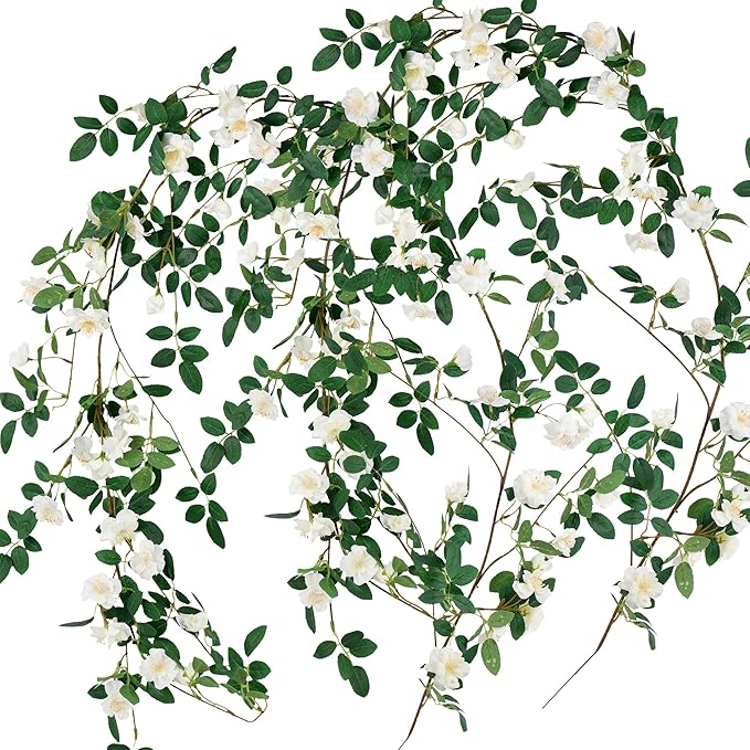FiveSeasonStuff Bendable Shabby Chic White Flower Garlands, Artificial Silk by FiveSeasonStuff