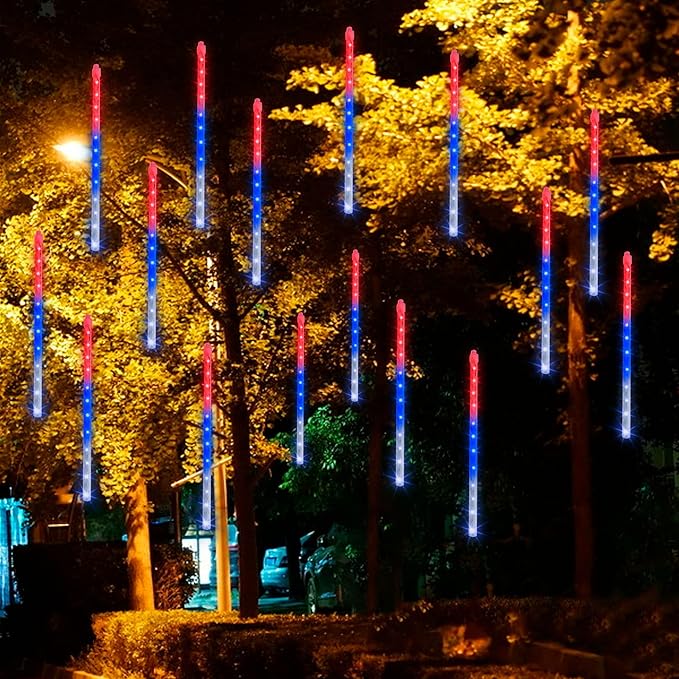 Dazzle Bright 4th of July Lights Decorations, 288LED Red Blue and White Meteor - Image 5