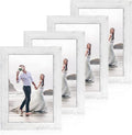 6x9 Picture Frame Set of 4, High Definition Glass Distressed White Frame by iRahmen