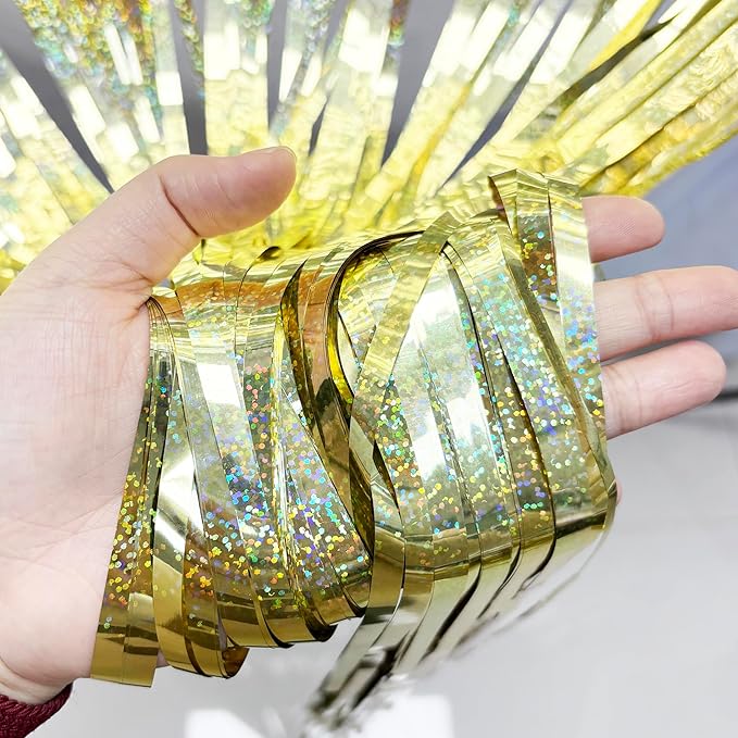 BRAVESHINE Gold Tinsel Streamers Party Backdrop - Image 2