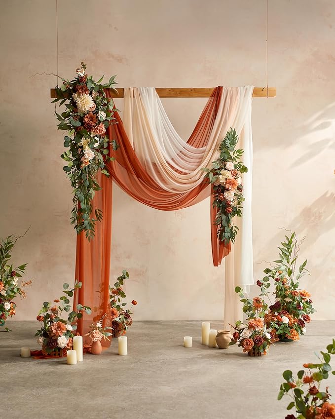 Ling's moment 17.5" Tall Standing Artificial Flowers Arrangements 4pcs Fall - Image 3