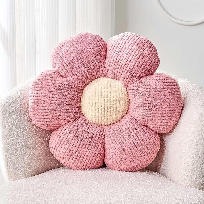 Flower Throw Pillow, Soft Pink 14.9" Shaped Floor Pillow by Kcvvcr