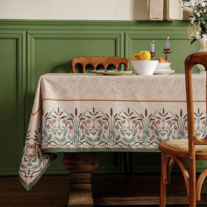 patdrea Designer Linen Rectangle Table Cloth, Vintage Anti-Wrinkle Durable - Image 2