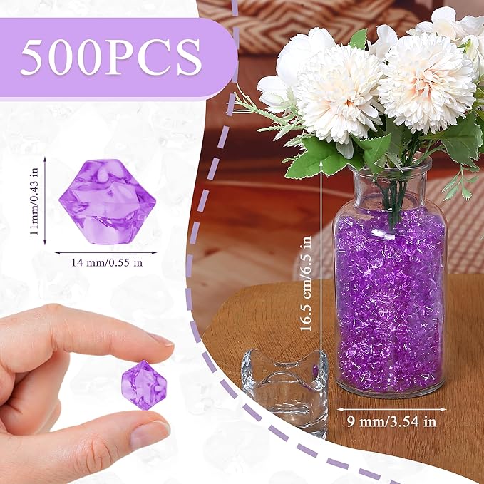 LAIDANLA 500PCS Sky Blue Acrylic Gems Fake Ice Cubes Vase Fillers Blue Plastic - Image 4