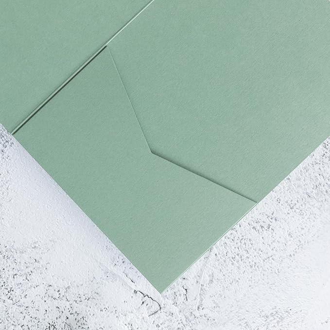 20 PCS Sage Green Tri-fold Laser Cut Wedding Invitation Pockets - Image 8