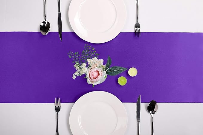 10-Pack Satin Table Runner Purple 12 x 108 inches Long, Table Runners - Image 2