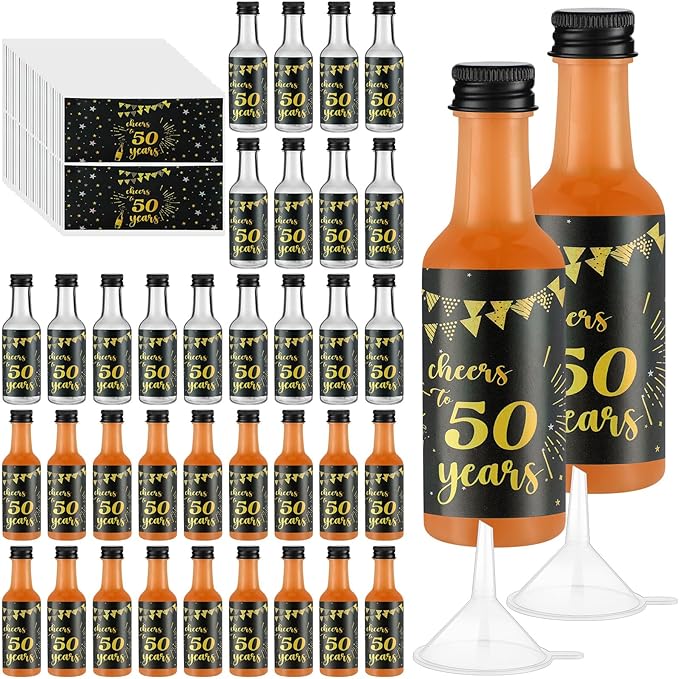 Vesici 50 Pack Mini Liquor Bottles 1.7oz Shot Mini Wine and Champagne Bottle by Vesici