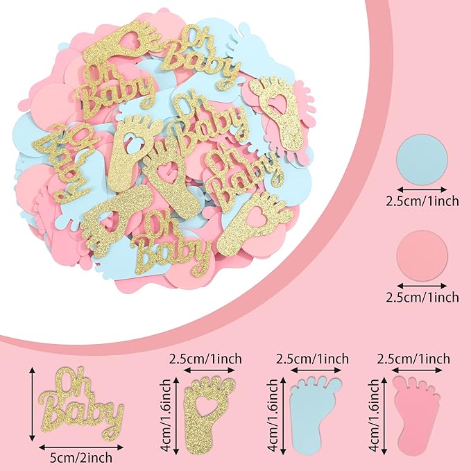 MARFOREVER 350 Pieces Gender Reveal Confetti Baby Shower Decoration Pink Blue - Image 2