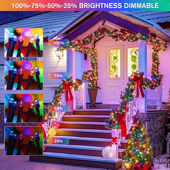 JMEXSUSS 2 Pack Warm White & Multicolor Solar Christmas Lights Outdoor - Image 3