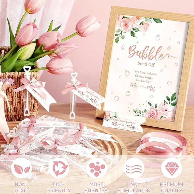 405 Pcs Wedding Bubbles Wands Set Include Heart Bubble Wands Bubbles Send Off - Image 4