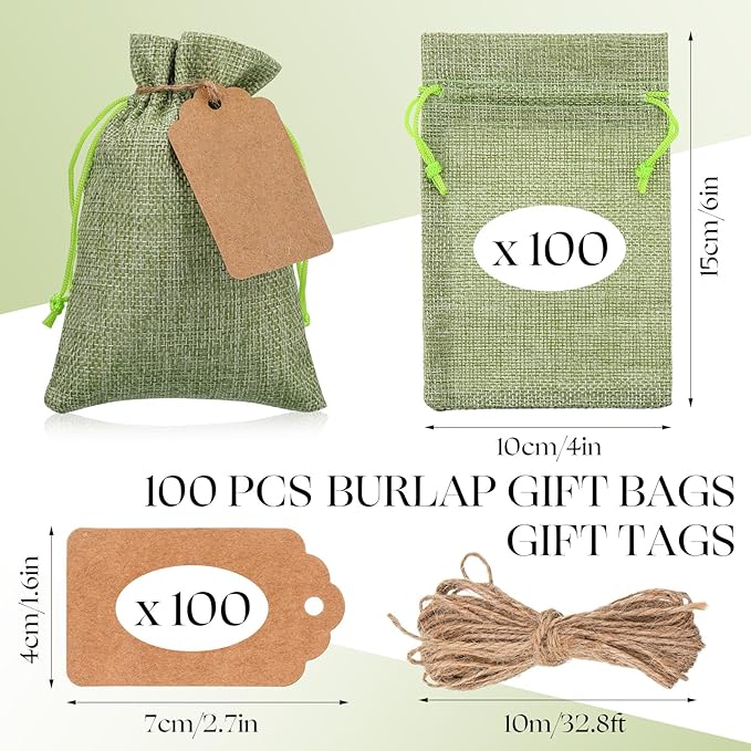 Woanger 100 Pcs Burlap Gift Bags - Image 2