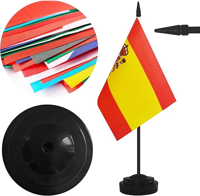 12 Pack Spain Desk Flags, Spanish Desktop Flag, Small Miniature Office Flags - Image 5